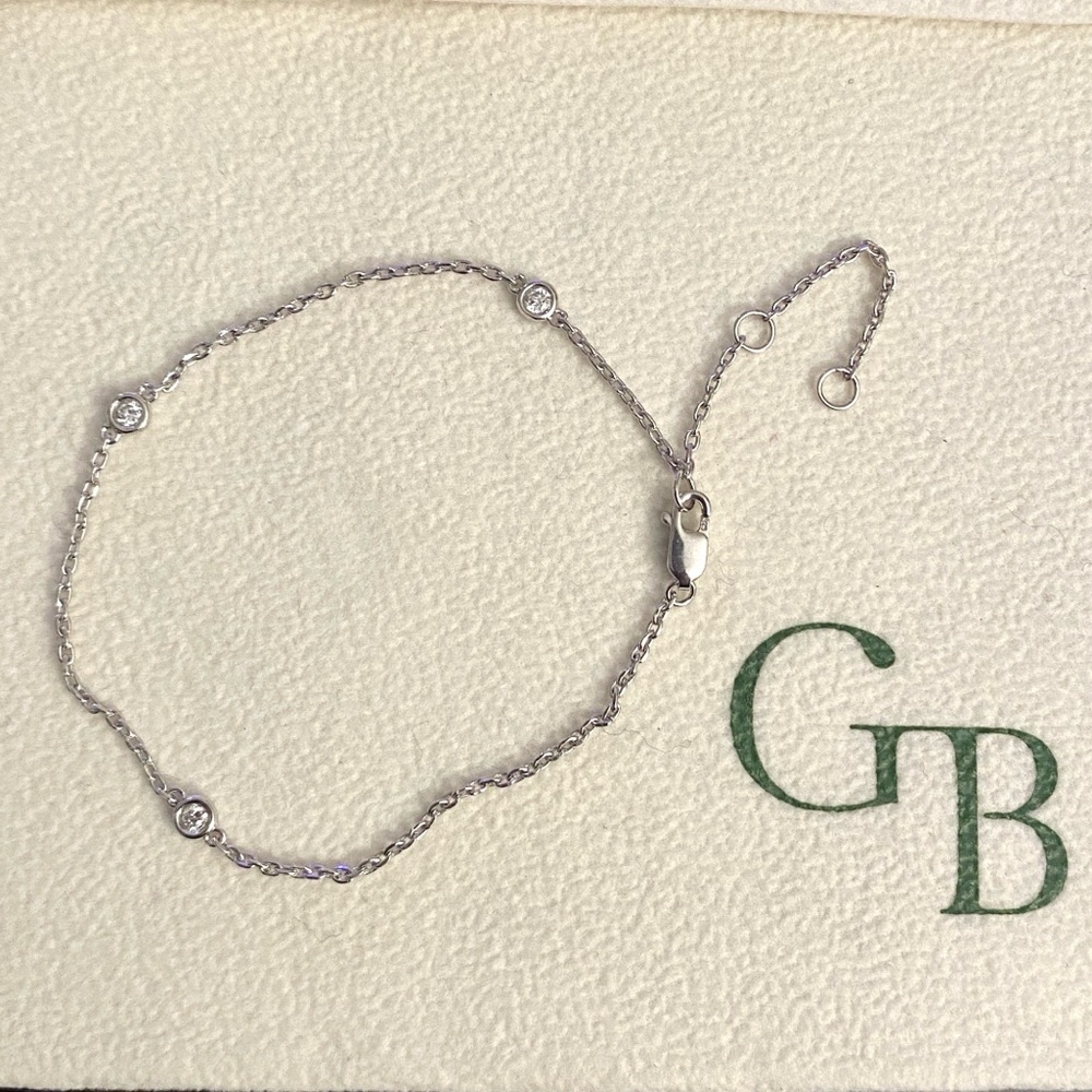 Grown Brilliance Sterling Silver Round Lab Grown Diamond Station Chain Bracelet